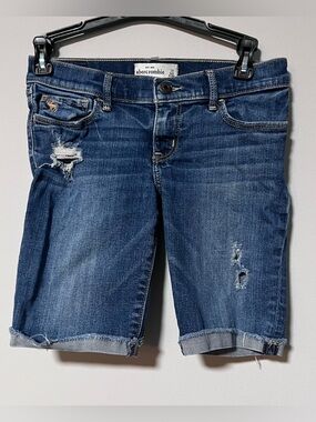 Abercrombie kids Girls Size 14 Denim Cuffed Jeans Shorts Distressed